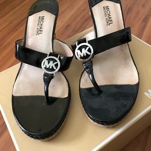 Michael Kors Patent Leather Wedge Sandals